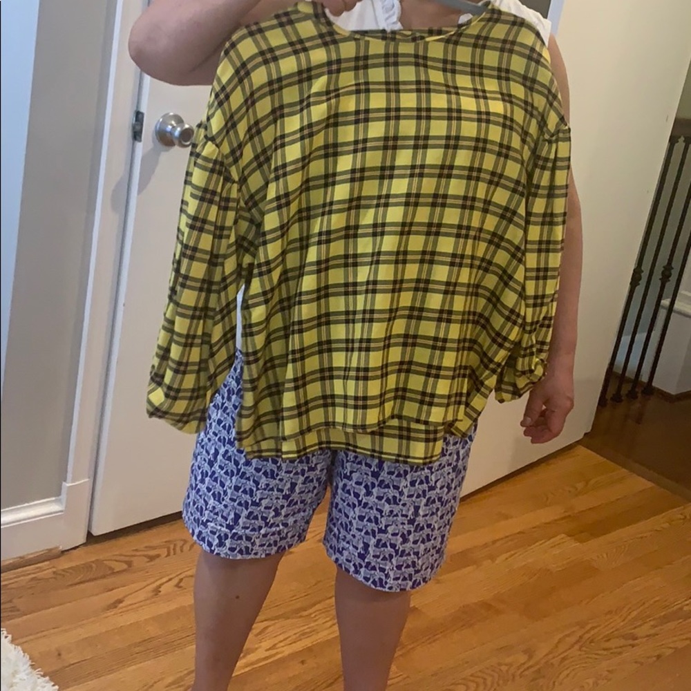 zara plaid top!!